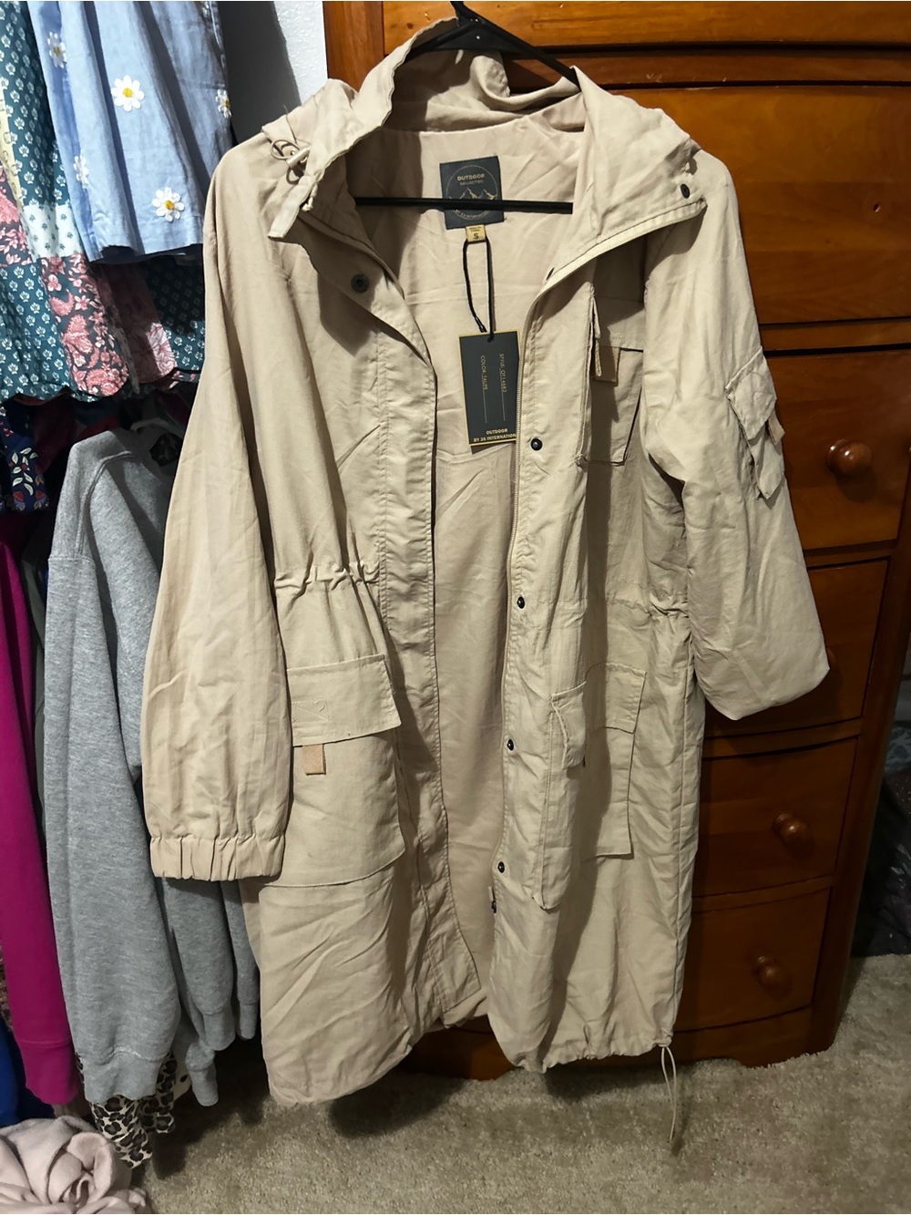 26 International Light Beige Hooded Utility Parka Jacket